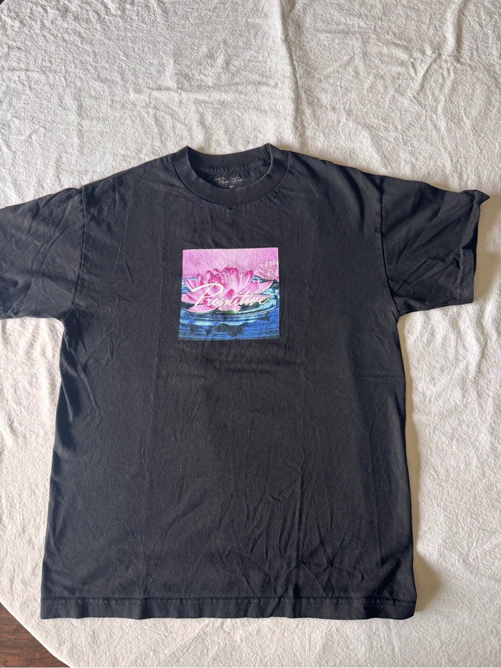 Primitive Black T-Shirt with Pink & Blue Graphic